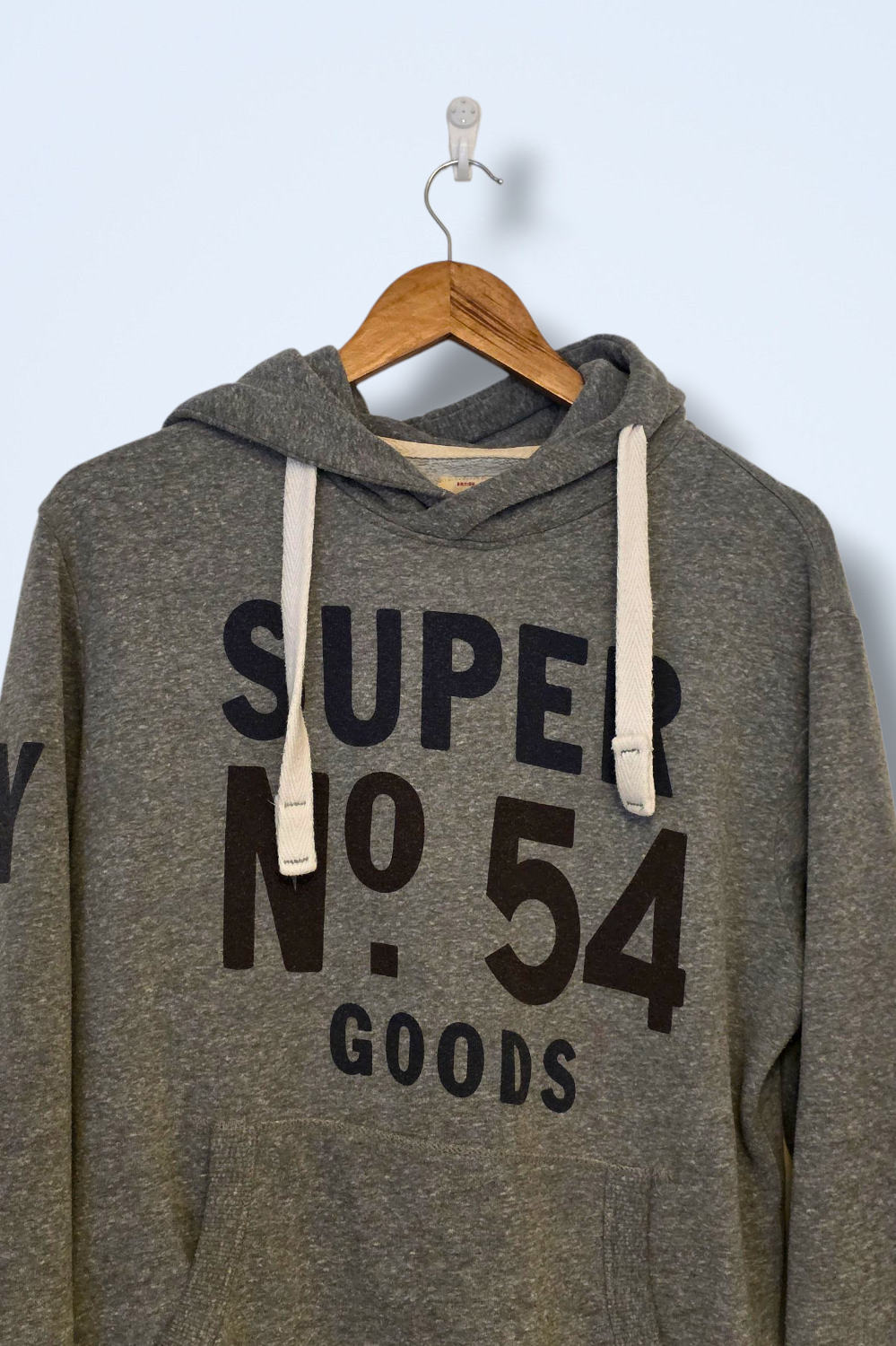 Grey Printed Superdry Hoodie Small Kangaroo Pocket