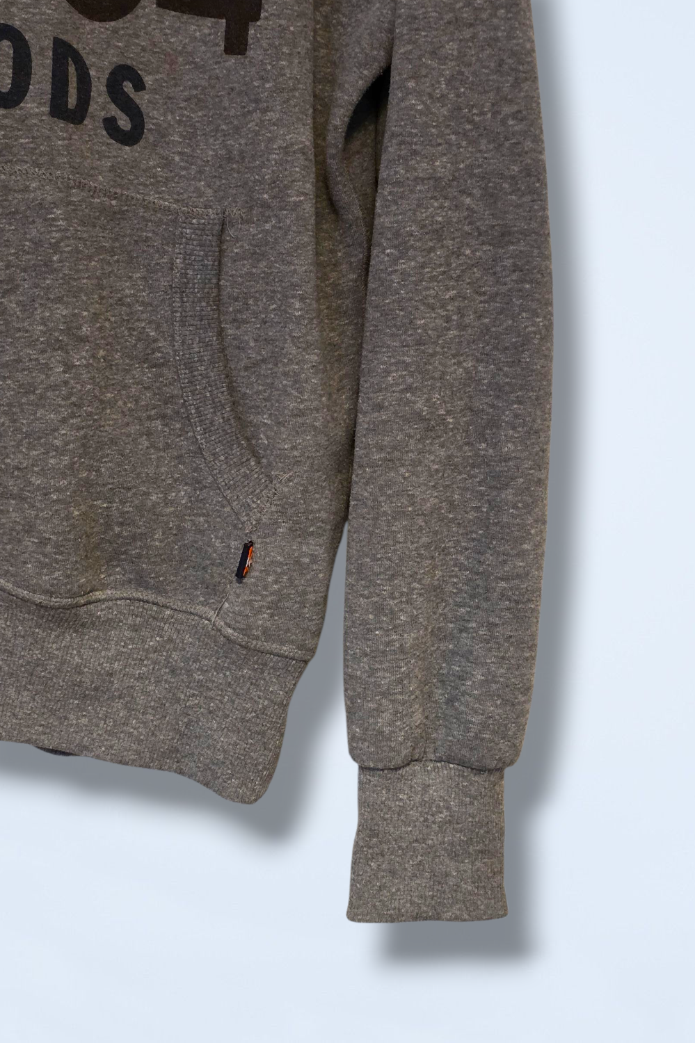 Grey Printed Superdry Hoodie Small Kangaroo Pocket