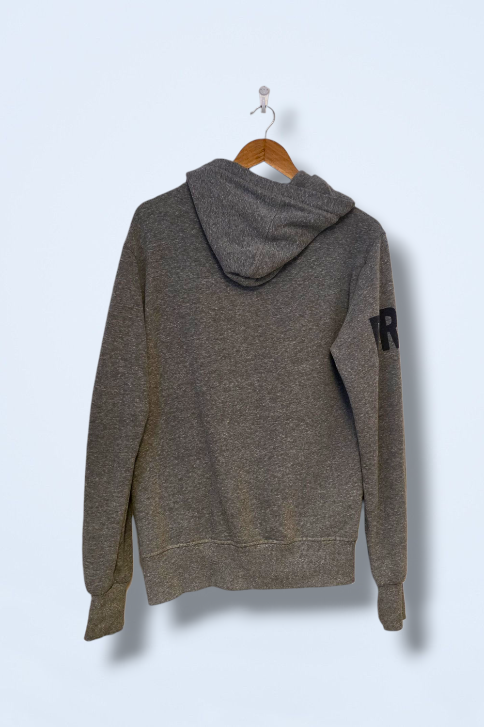 Grey Printed Superdry Hoodie Small Kangaroo Pocket