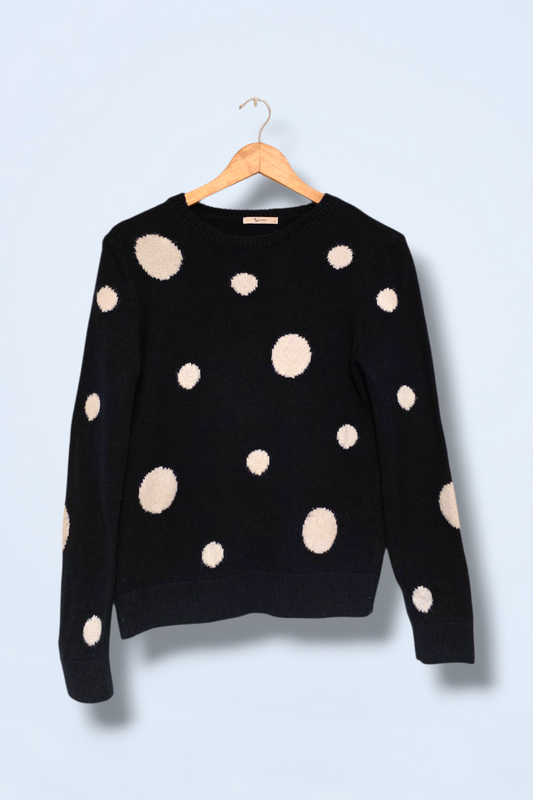 TU Navy & White Spotted Knit Jumper Size 8