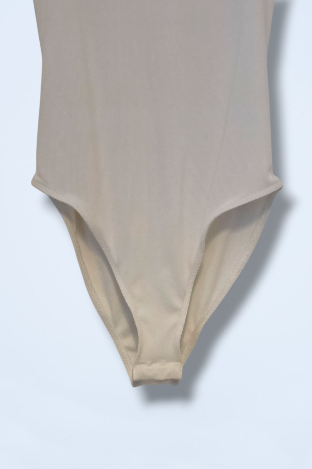 Topshop UK 8 Long Sleeved Ivory Ribbed Bodysuit