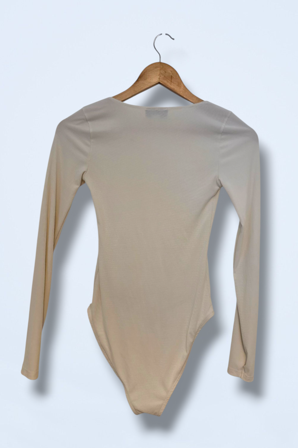 Topshop UK 8 Long Sleeved Ivory Ribbed Bodysuit