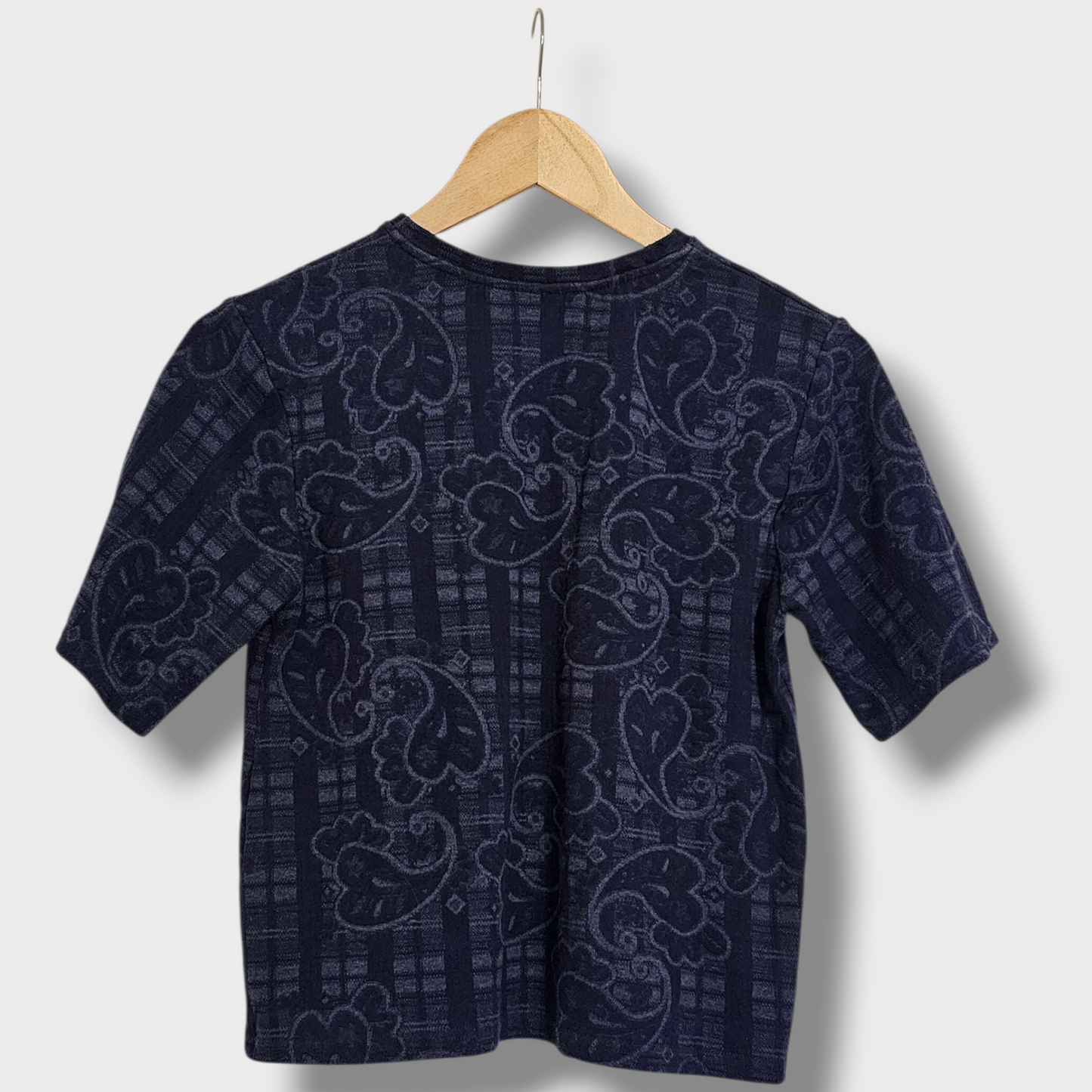 Topshop Blue Paisley Cropped T-Shirt – UK 8