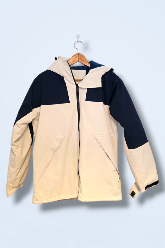 Unbranded Size Small Beige & Blue Fur-lined Coat