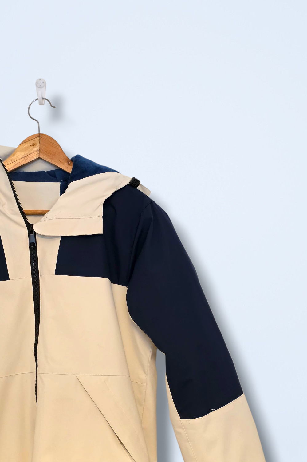 Unbranded Size Small Beige & Blue Fur-lined Coat