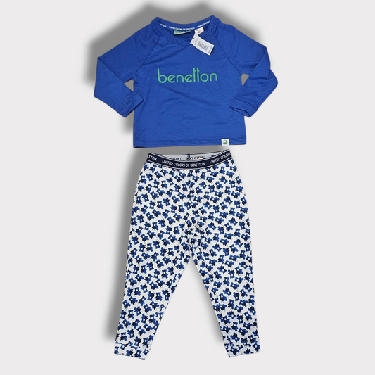 United Colors of Benetton Blue Pyjama Lounge Set – Age 3–4 Years – New with Tags