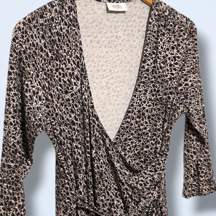 Wallis – Size 14 Petite – Animal Printed Wrap Dress – Short Sleeved