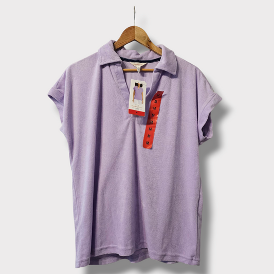 Weatherproof Vintage Lilac Towelling Polo T-Shirt – Size M – NWT