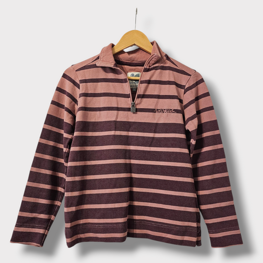 Weird Fish Striped Jumper – Size 8 – 1/4 Zip – 100% Organic Cotton