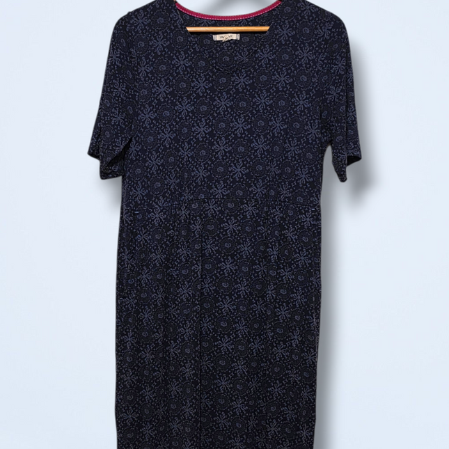 White Stuff – UK 14 – Blue Printed Dress – Short-sleeved