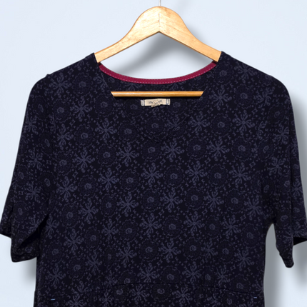 White Stuff – UK 14 – Blue Printed Dress – Short-sleeved