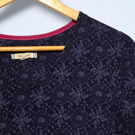 White Stuff – UK 14 – Blue Printed Dress – Short-sleeved