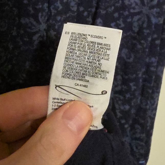 White Stuff – UK 14 – Blue Printed Dress – Short-sleeved