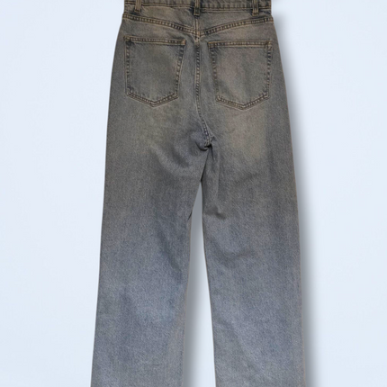 H&M Ripped Light Wash Denim Jeans Wide Leg UK 10