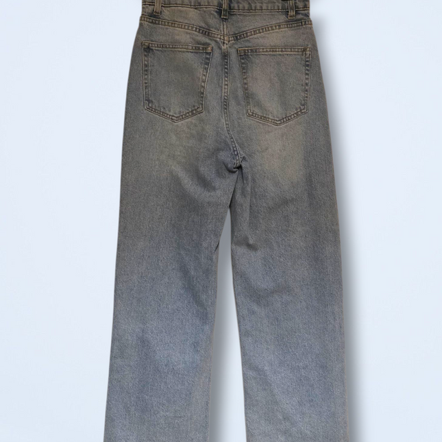 H&M Ripped Light Wash Denim Jeans Wide Leg UK 10