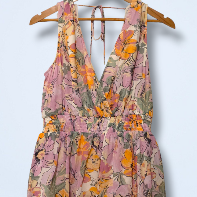 Y.A.S Floral Tiered V-Neck Midi Summer Dress Size Small