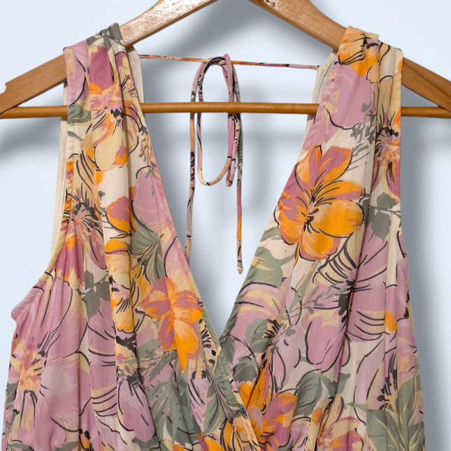 Y.A.S Floral Tiered V-Neck Midi Summer Dress Size Small