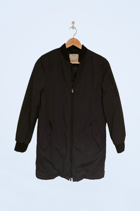 Zara Black Boys Zip-up Coat with Pockets Age 11/12