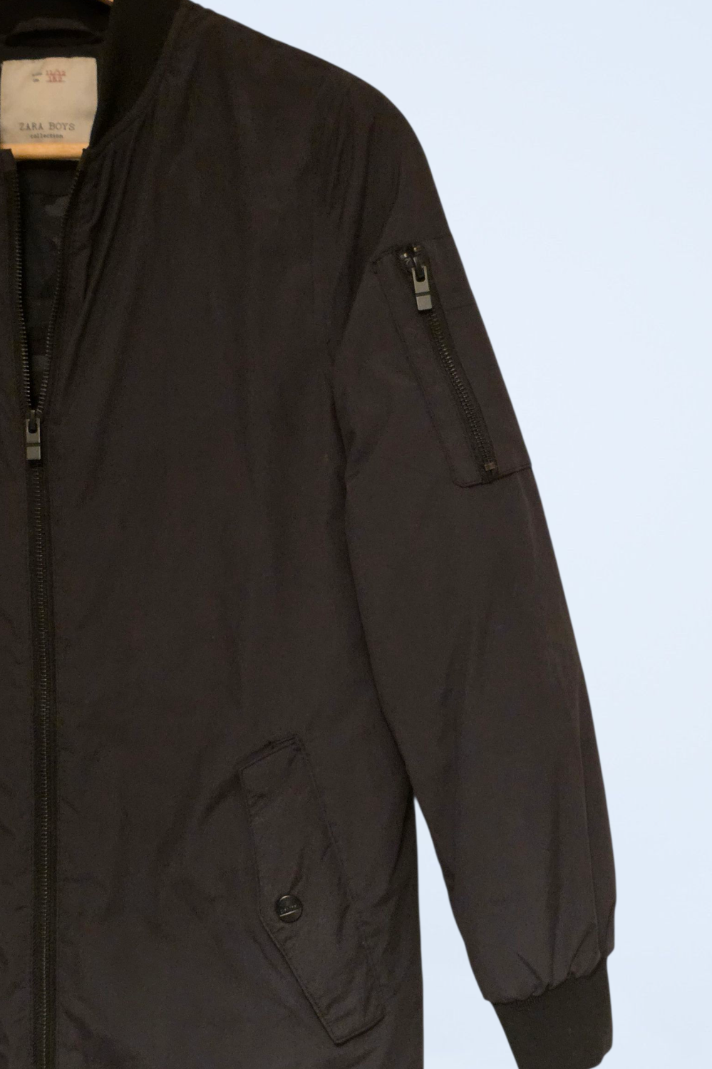 Zara Black Boys Zip-up Coat with Pockets Age 11/12