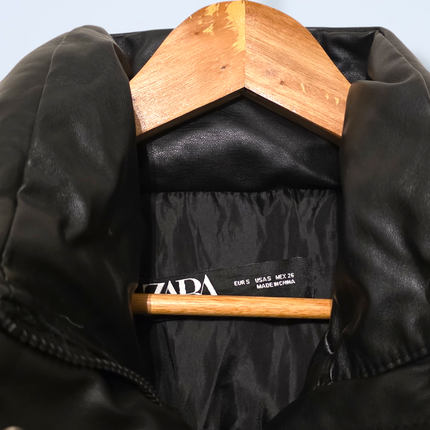 Zara Black Snap-button Zip-up Gilet Size Small