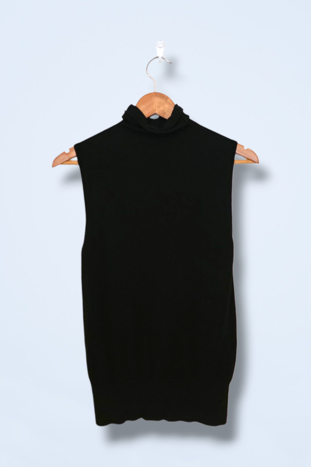 Zara Black Knitted Polo Neck Vest Top Sleeveless Size Small