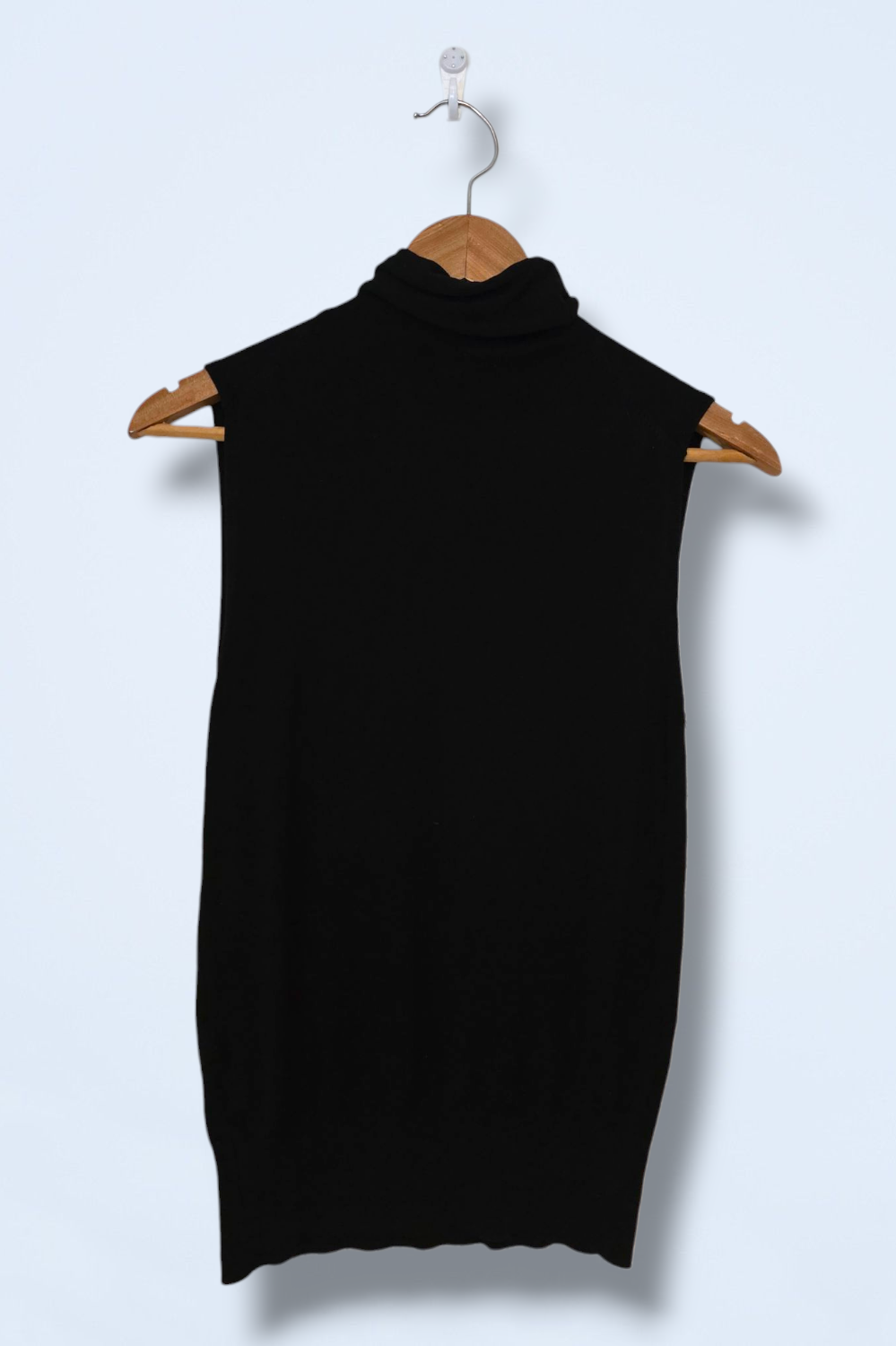 Zara Black Knitted Polo Neck Vest Top Sleeveless Size Small