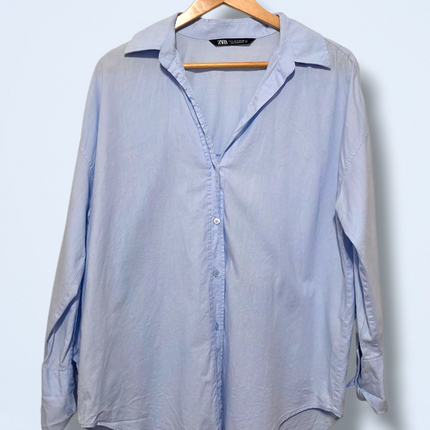 Zara – Size Small – Pale Blue Button-up Shirt – Long-sleeved