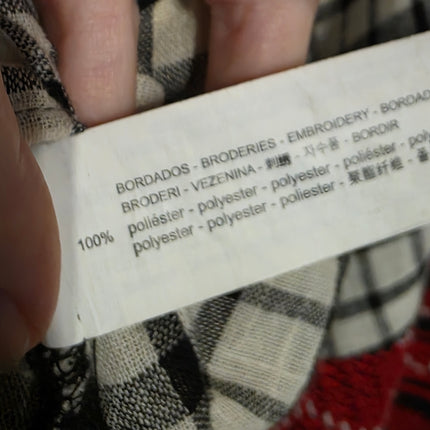 Zara Check Boho Blouse – Embroidered Detail – Size Small