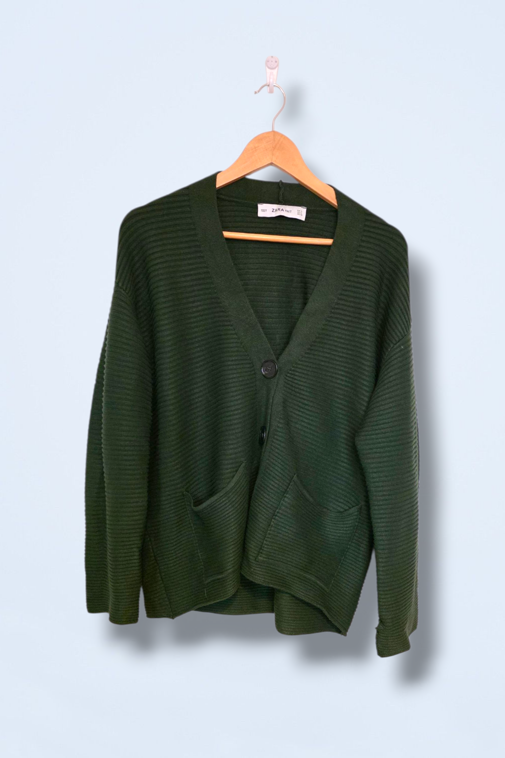 Dark Green Zara Chunky Oversized Cardigan Small