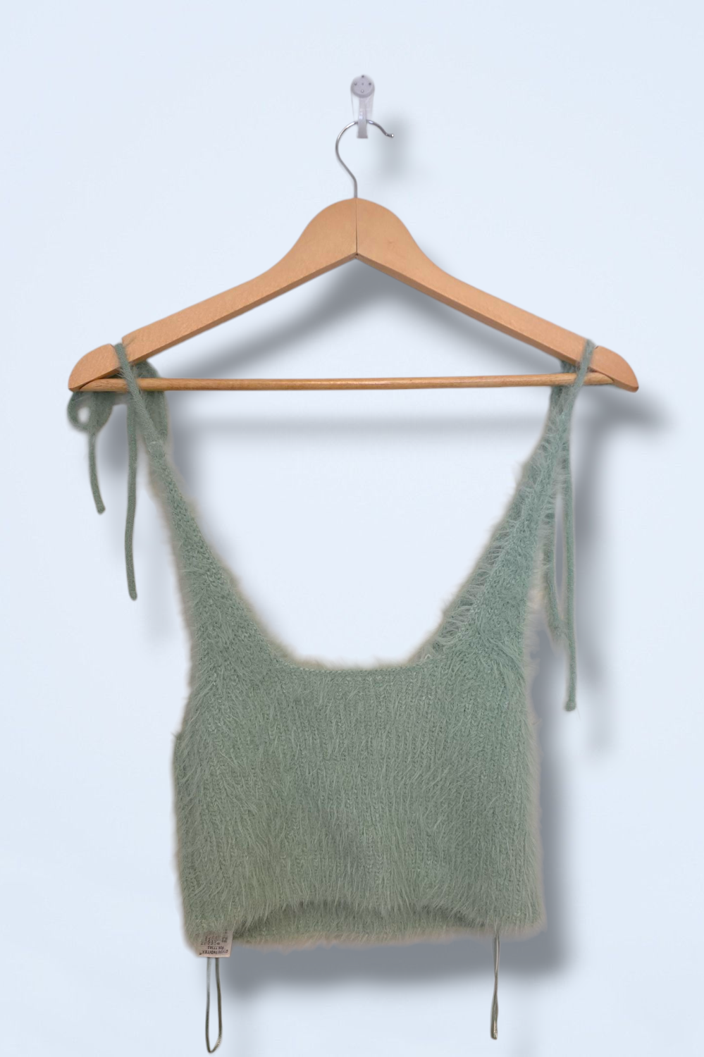 Zara Sage Green Fluffy Eyelash Knit Cropped Top Medium