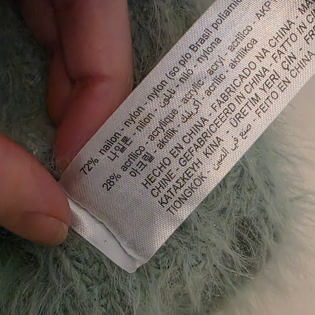 Zara Sage Green Fluffy Eyelash Knit Cropped Top Medium