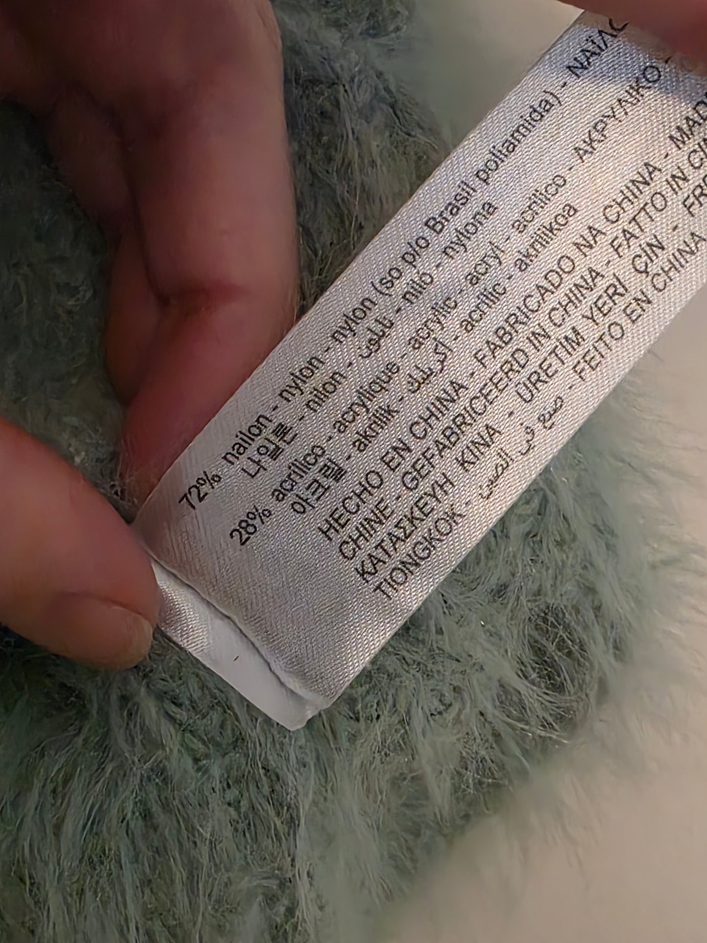 Zara Sage Green Fluffy Eyelash Knit Cropped Top Medium