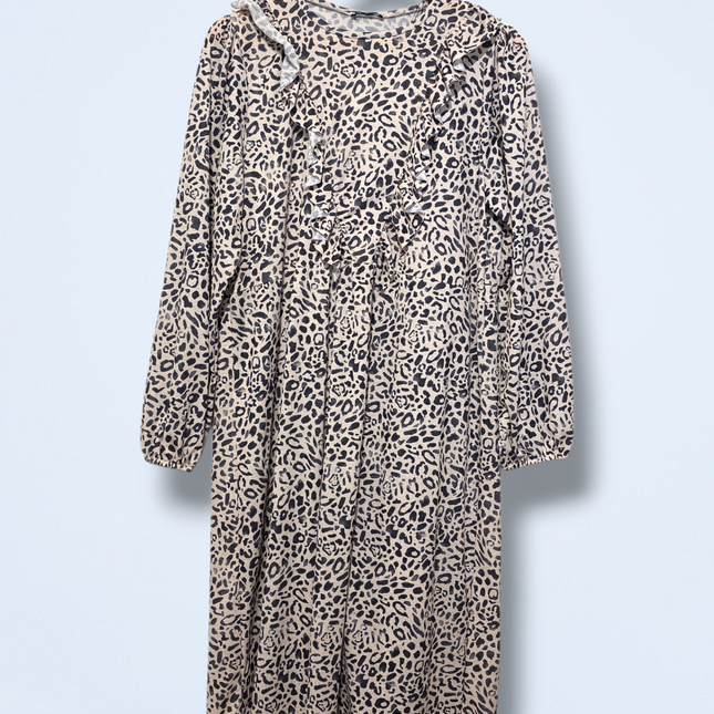 Zara – Leopard Print Midi Dress – Size Small – Long-sleeved