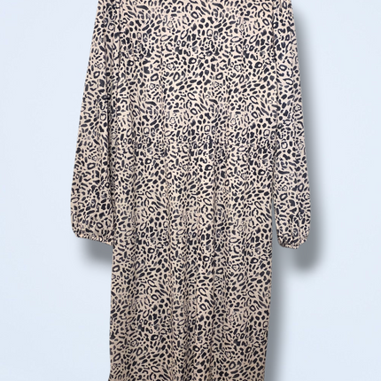 Zara – Leopard Print Midi Dress – Size Small – Long-sleeved