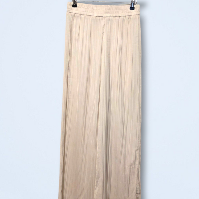 Zara – Straight-leg Pleated Trousers – Cream – Elasticated Size XS