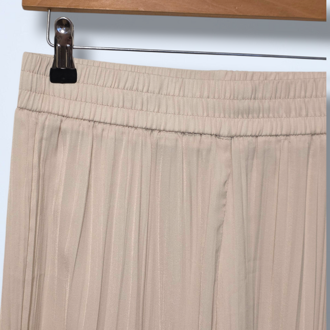 Zara – Straight-leg Pleated Trousers – Cream – Elasticated Size XS