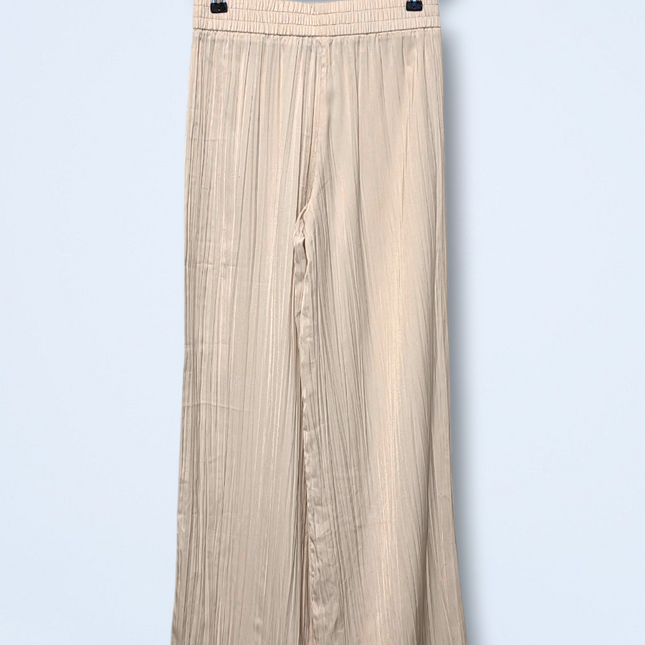 Zara – Straight-leg Pleated Trousers – Cream – Elasticated Size XS