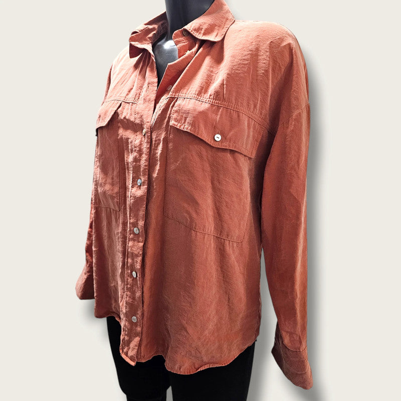 Zara Size Small Rust Print Buttoned Shirt