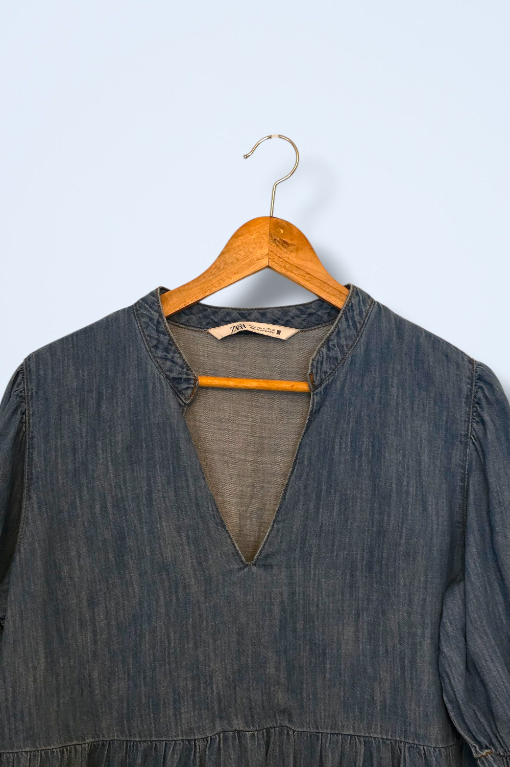 Zara Size XL V-Neck Short Sleeved Denim Summer Dress