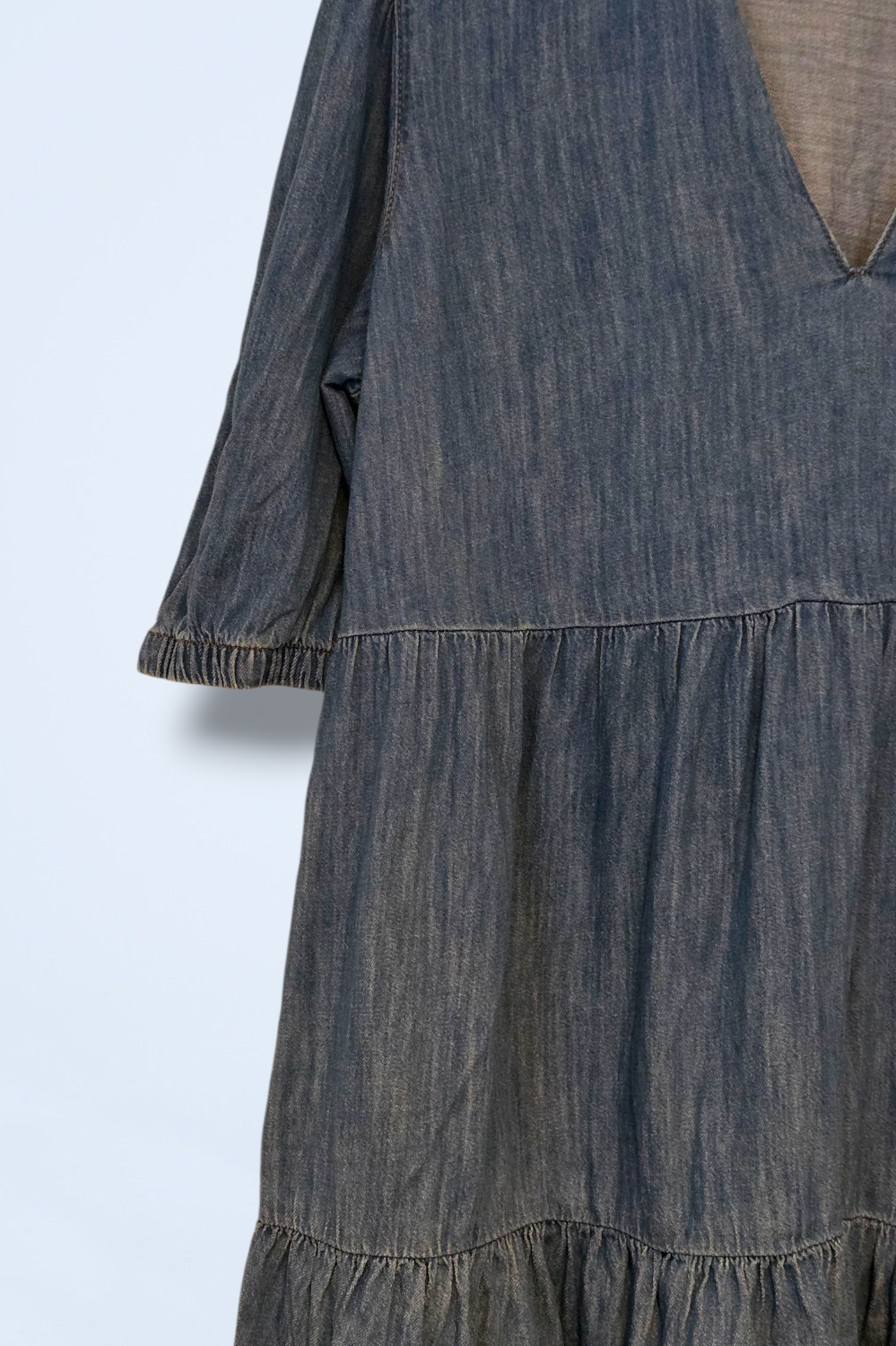 Zara Size XL V-Neck Short Sleeved Denim Summer Dress