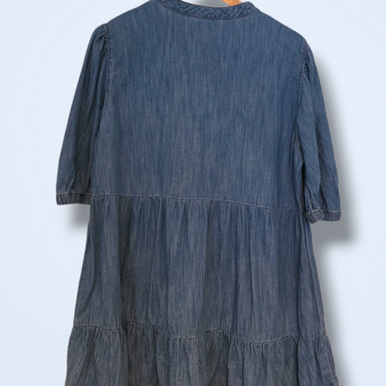 Zara Size XL V-Neck Short Sleeved Denim Summer Dress