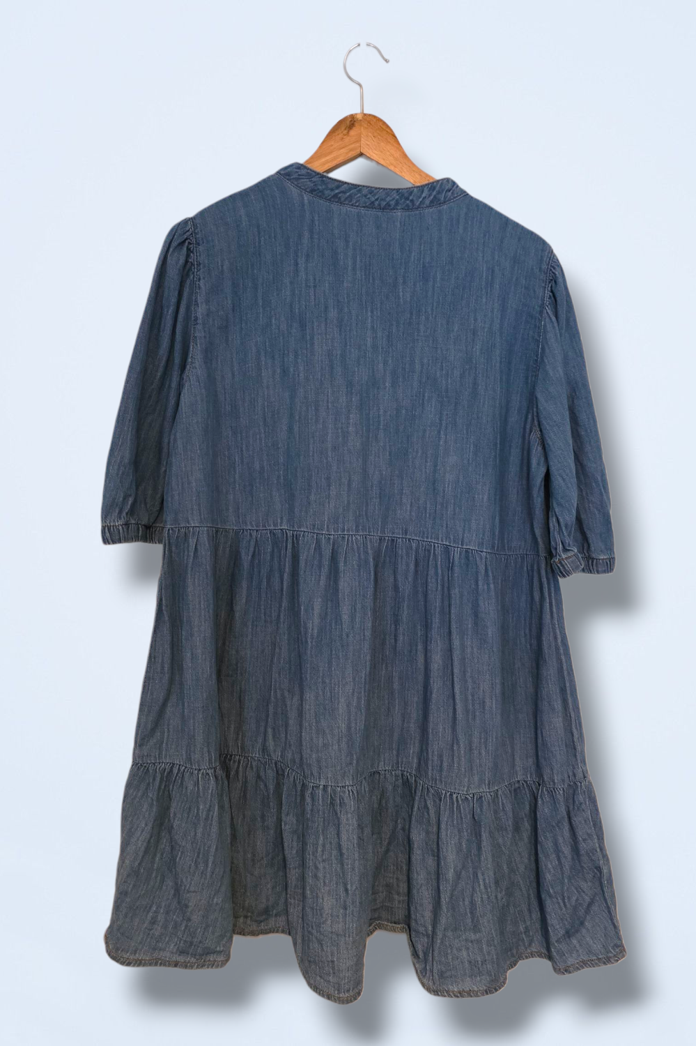 Zara Size XL V-Neck Short Sleeved Denim Summer Dress