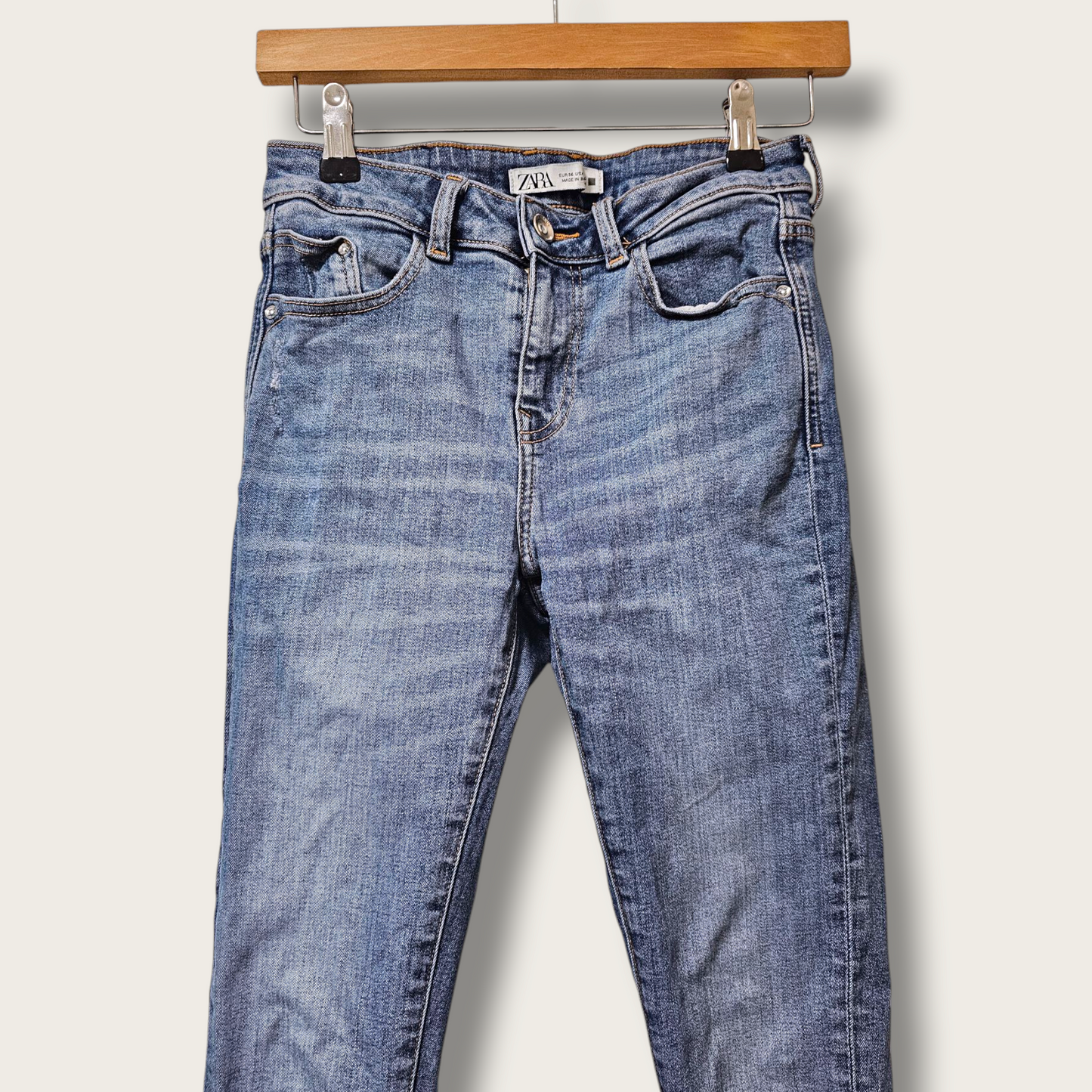 Denim High-wasited Zara Jeans UK 8 Elasticated