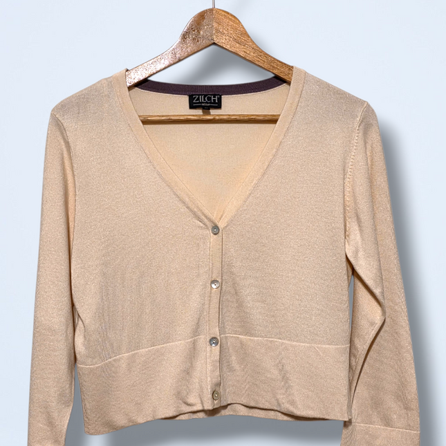 Zilch – Size Medium – Cream Button-up Cardigan – Bamboo