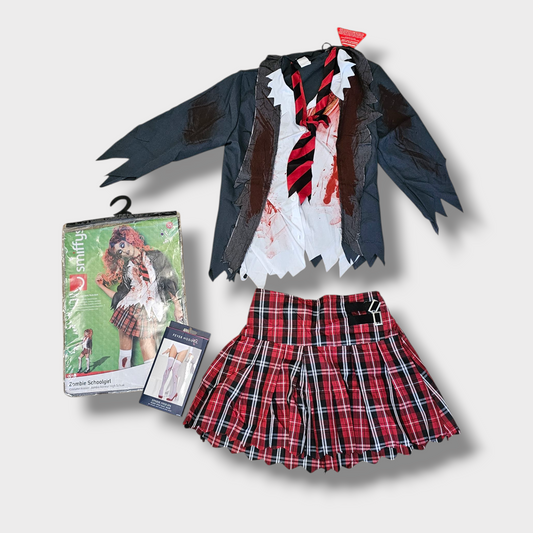 Zombie Schoolgirl Costume – Smiffys, Size XS (UK 4–6 / Age 12–16), New with Tags