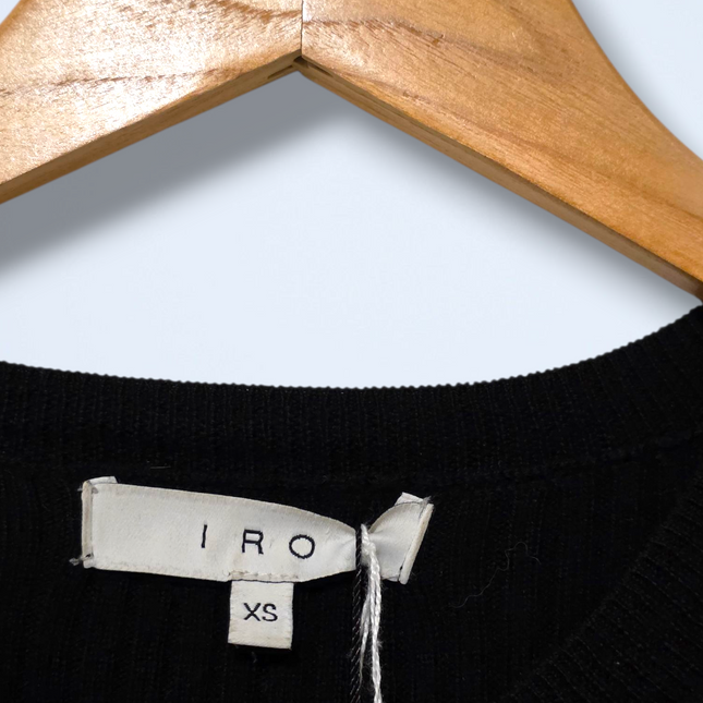 Iro Size XS Black Wool Ribbed Jumper Dipper Hem