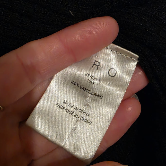 Iro Size XS Black Wool Ribbed Jumper Dipper Hem