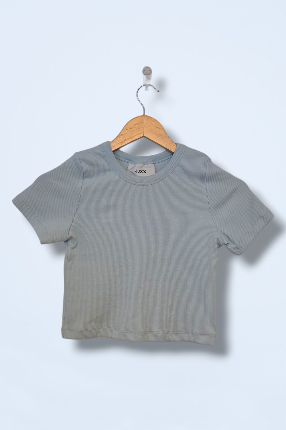 JJXX Pale Blue Cropped T-Shirt Size Medium New Cotton Blend