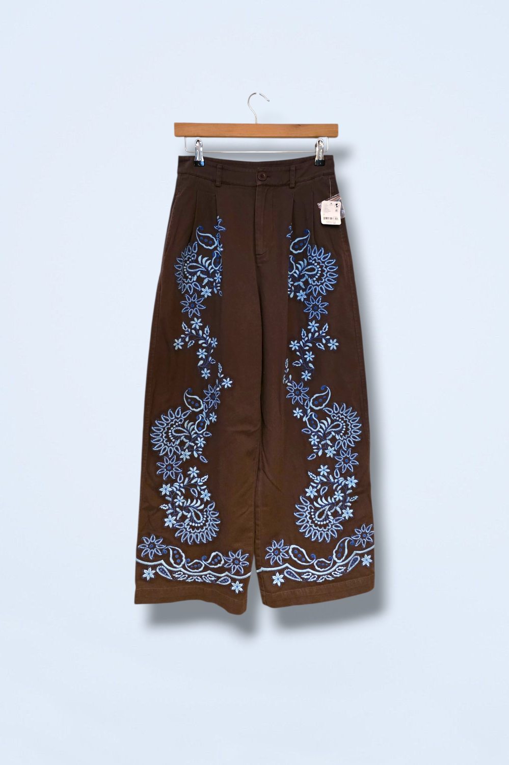 Free People New Marakesh Embroidered Trousers 100% Cotton UK 8