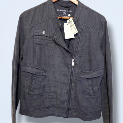 Sandwich – NWT – 100% Linen Grey Zipped Jacket – EU 36/UK 8